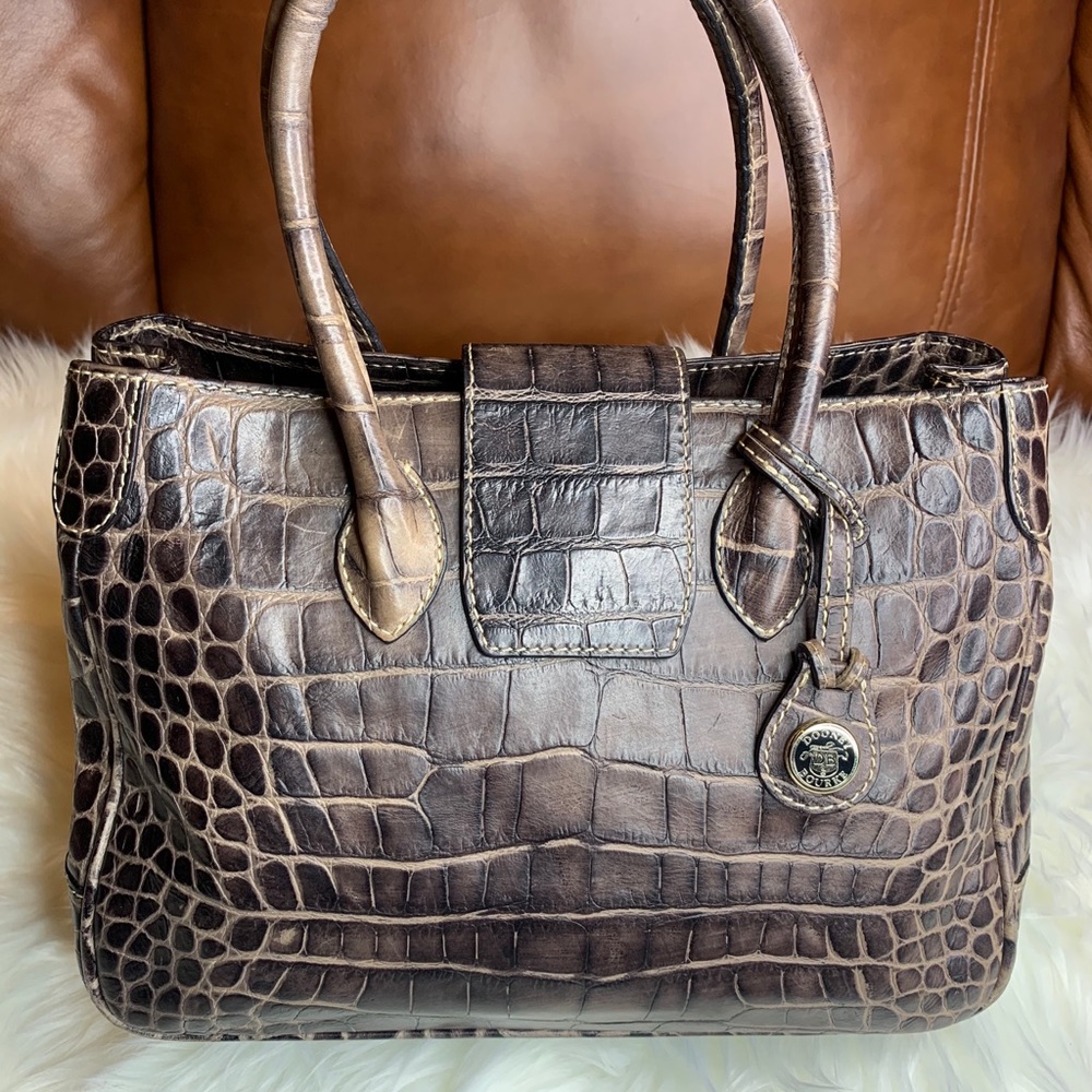 Dooney & Bourke Brown Croco Embossed Leather Tote